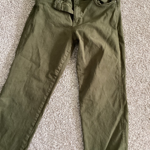 KUT from the Kloth Pattie High Waist Wide Leg Jeans (Petite) (Army Green) 8P - Picture 2 of 7